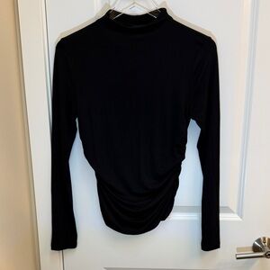 INC Womens Black Long Sleeve Side Ruched Top Size Petite Medium